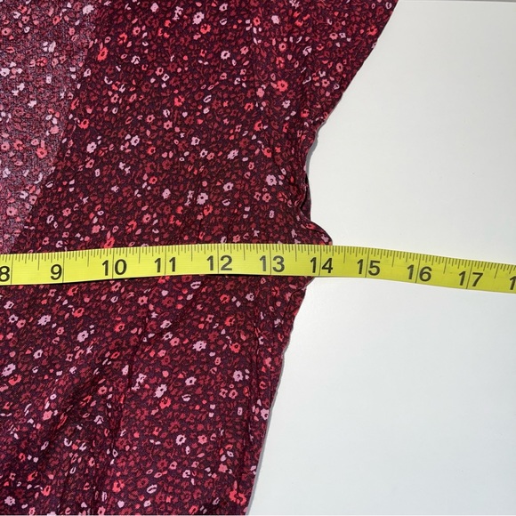 aerie Dark Red Ditsy Floral Print Wrap Front Mini Dress Size Small Women’s - Picture 9 of 13